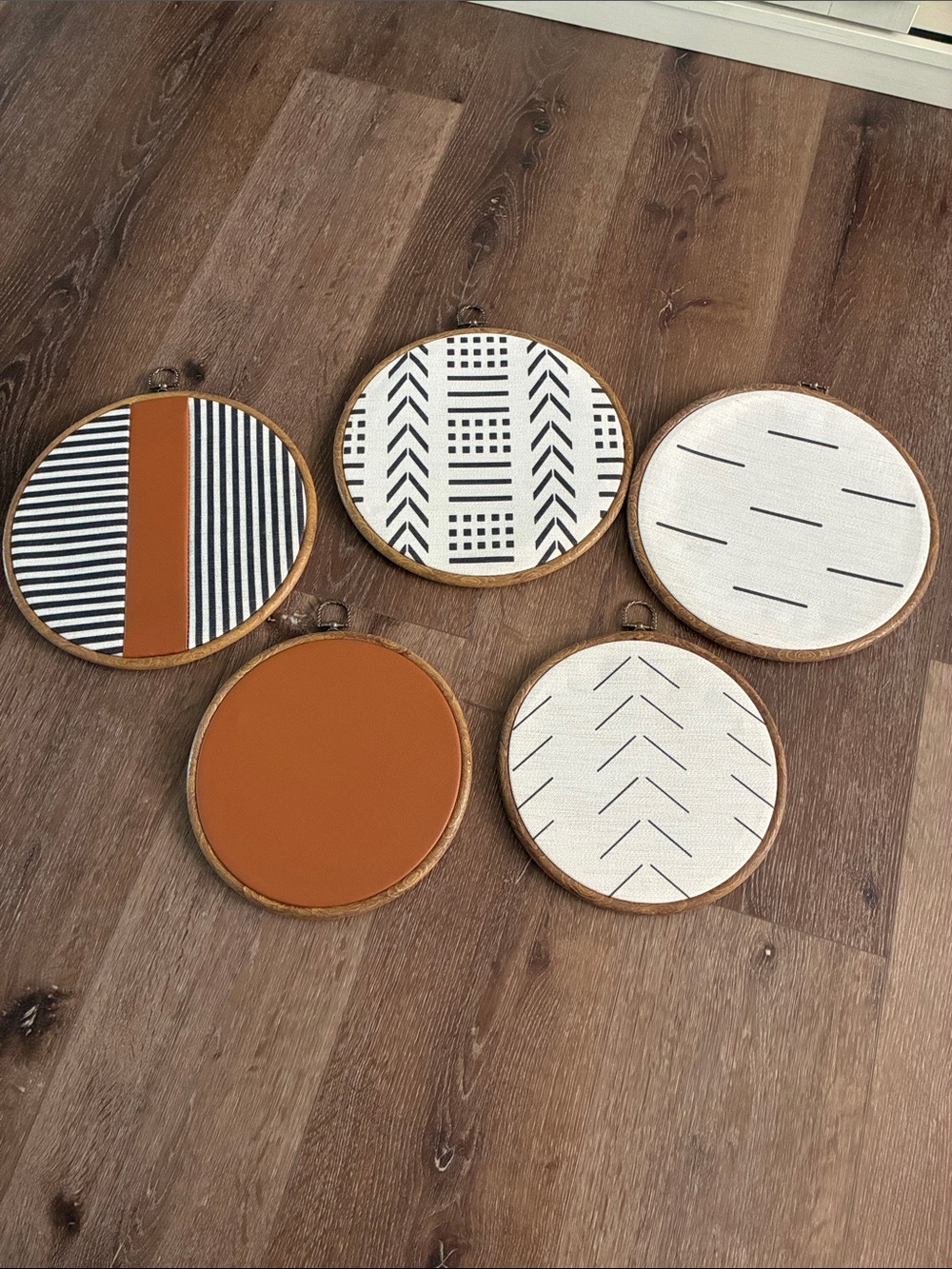 Set of 5 Textile Boho Style Round Wall Hangings